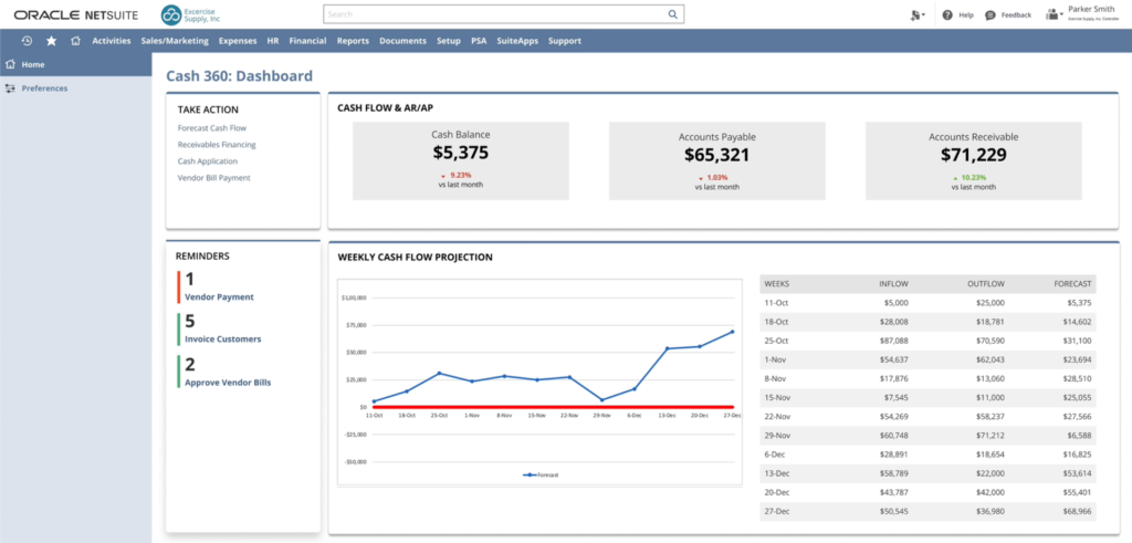 erp system cloud applications CFO financial control