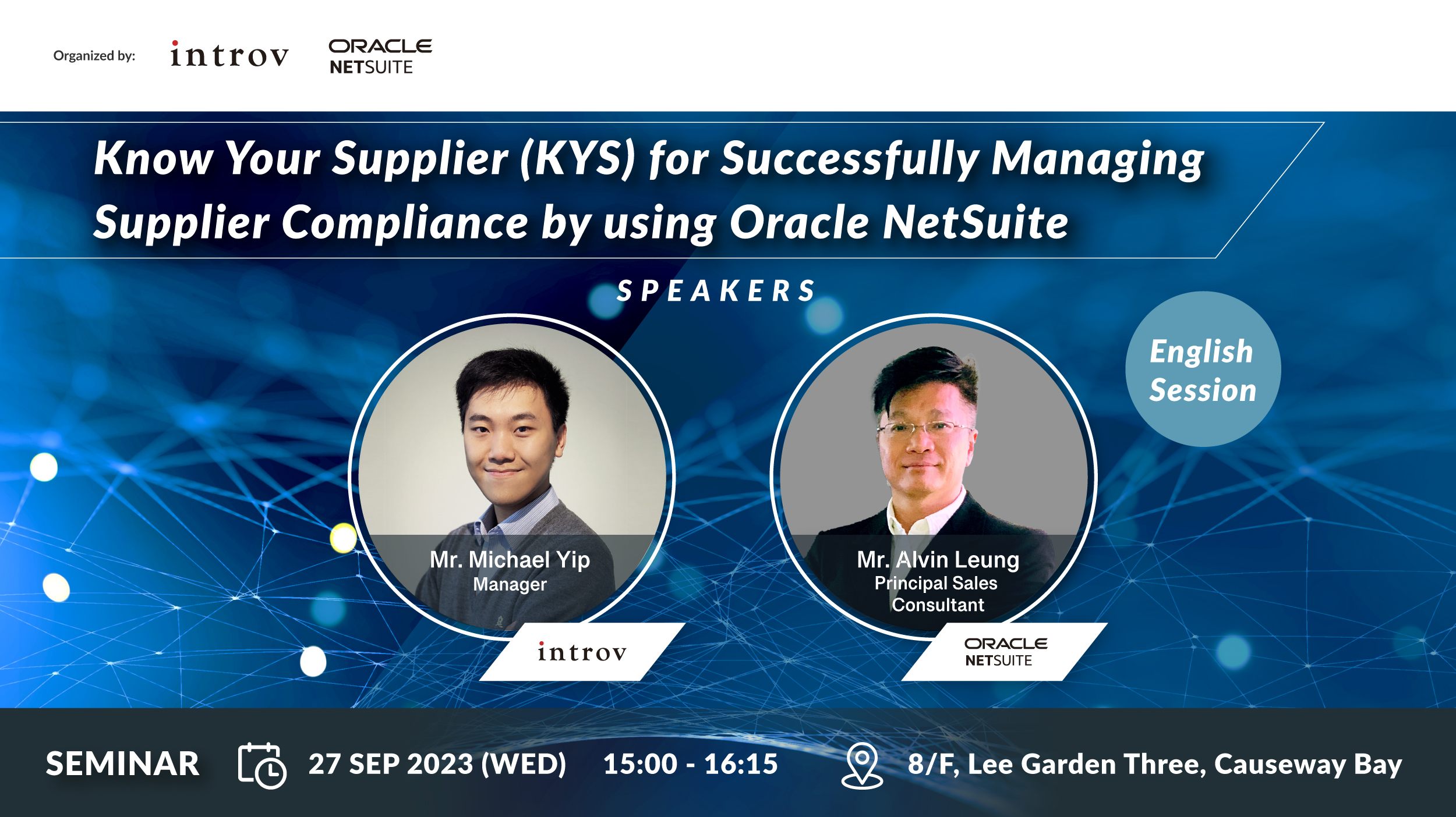English Session Seminar: Know Your Supplier (KYS) for Successfully Managing Supplier Compliance by using Oracle NetSuite (27 Sep 2023)
